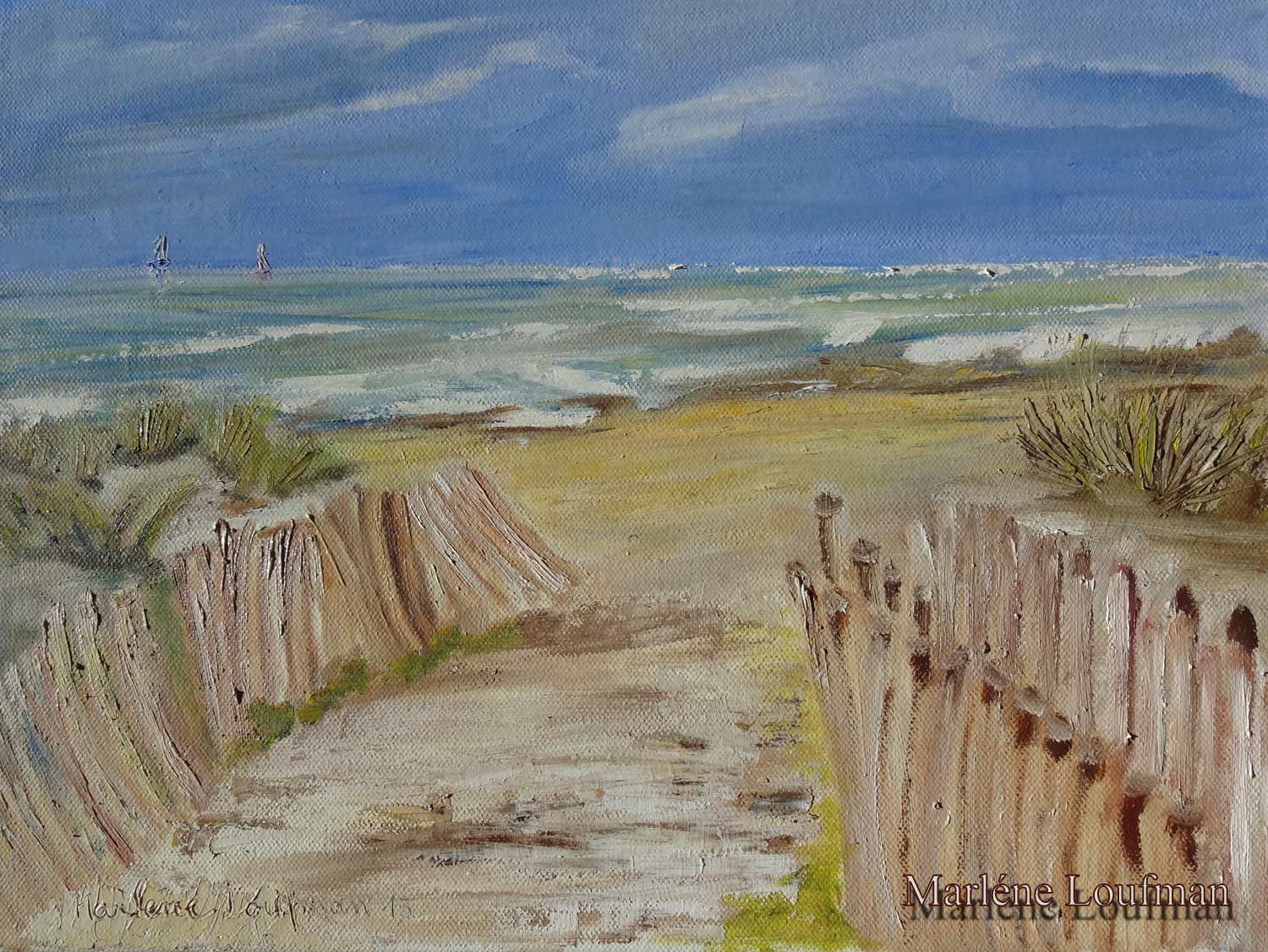 N° 3 - tableau fait main Marlène Loufman plage et des Landes 